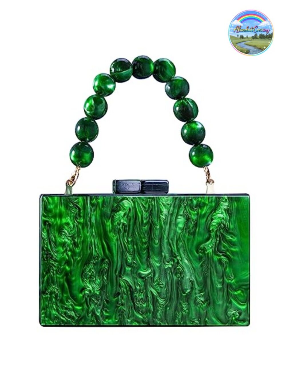 Acrylic Clutch Purse with Marbling Acrylic Beads Detachable Chain Evening Bag